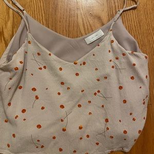 Oak + Fort Cropped Beige Pattern Tank Top